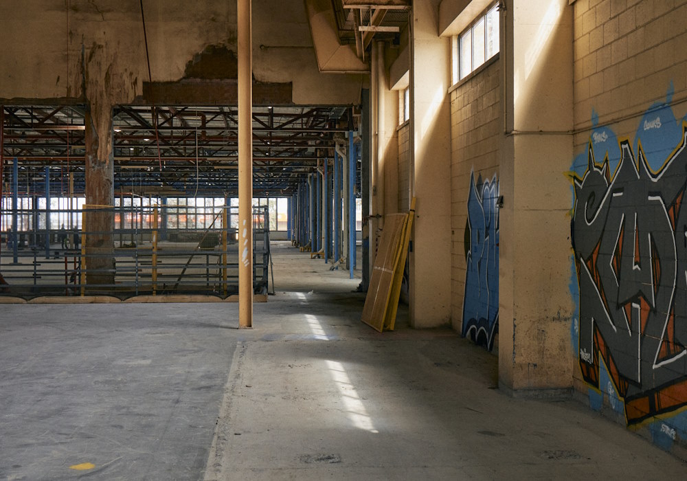 Inside the factory warehouse